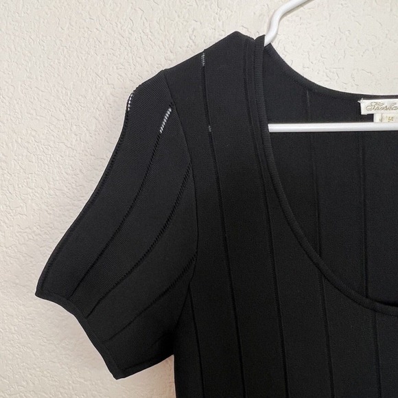 Anthropologie Shoshanna Black Pleated Cocktail Fit Flare Career Dress Medium Y22 - Picture 7 of 10